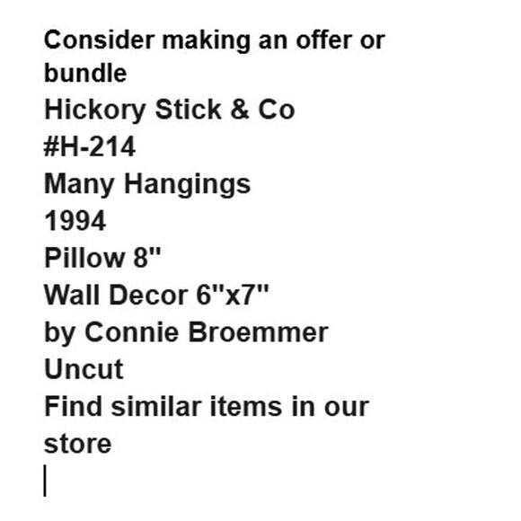 Vtg Hickory Stick and Co H214 Many Hangings Pattern Home Pillow Wall Decor - Picture 3 of 5